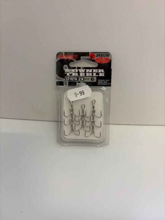 Owner Size 6 S-Owner Treble Hooks  8 Pack